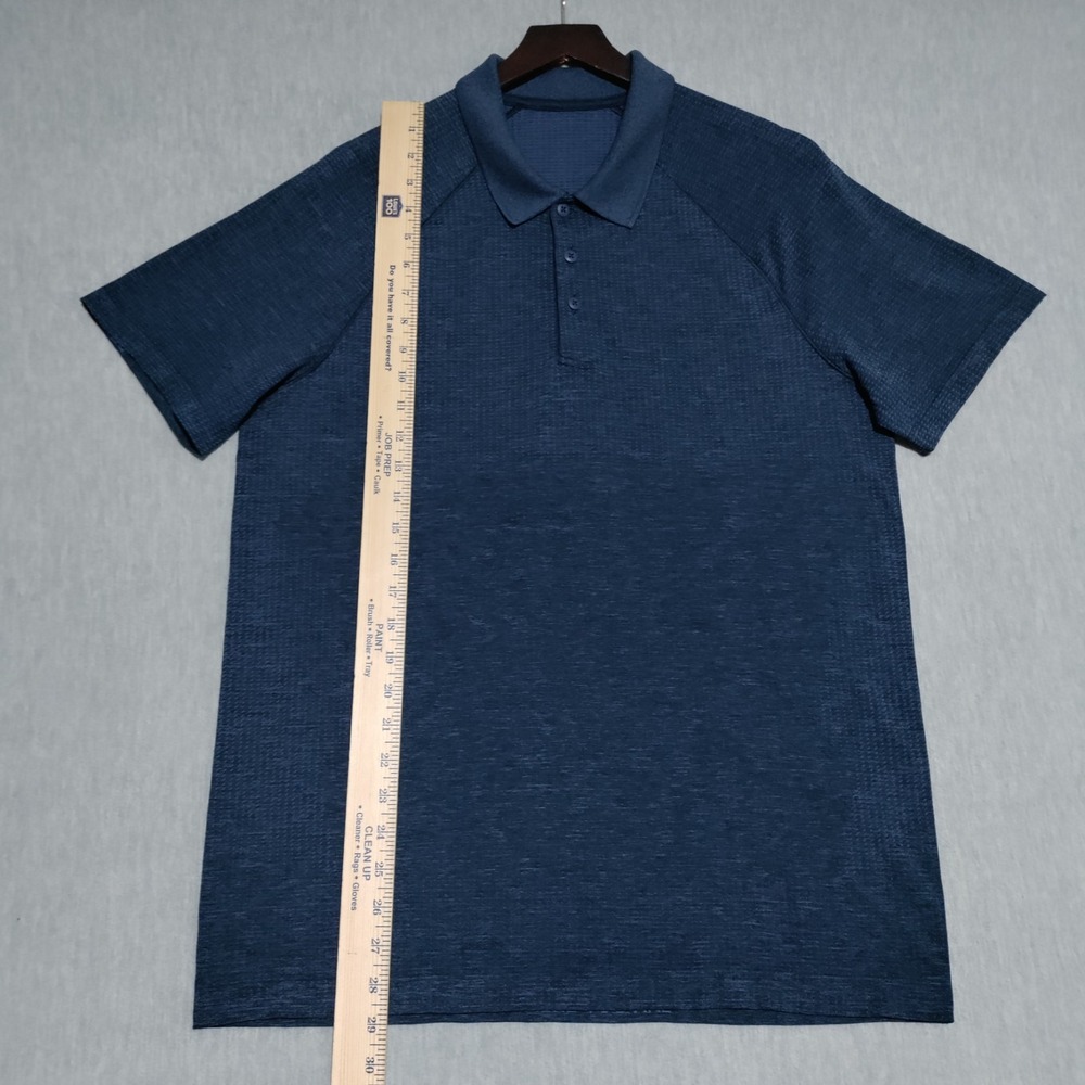 Lululemon Metal Vent Tech Golf Polo Shirt Mens Large Short Sleeve Blue Heather - Picture 10 of 11